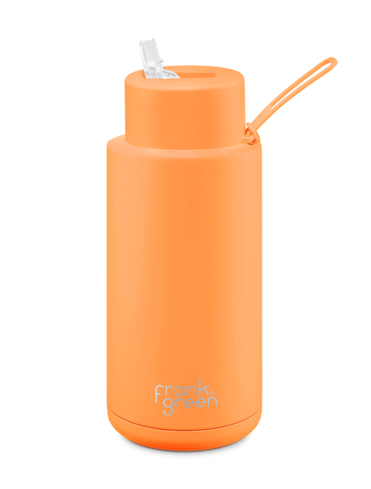 Frank Green Ceramic Reusable Bottle 1 litre | Neon Orange