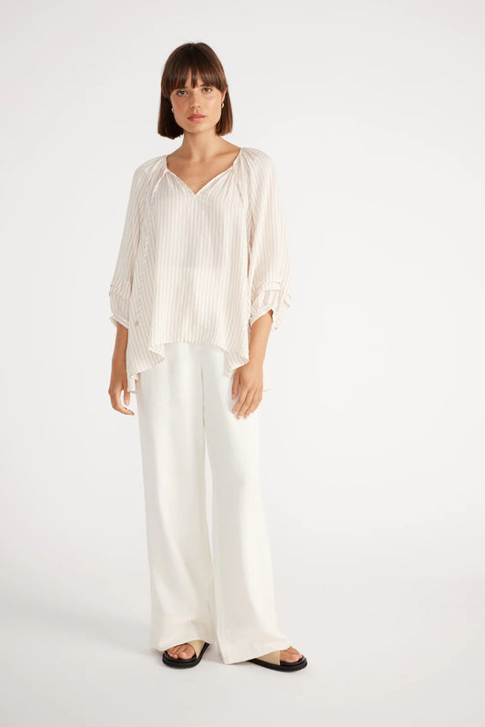 Harper Blouse | Beige & White