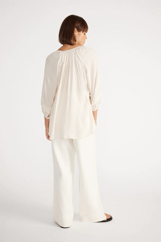 Harper Blouse | Beige & White