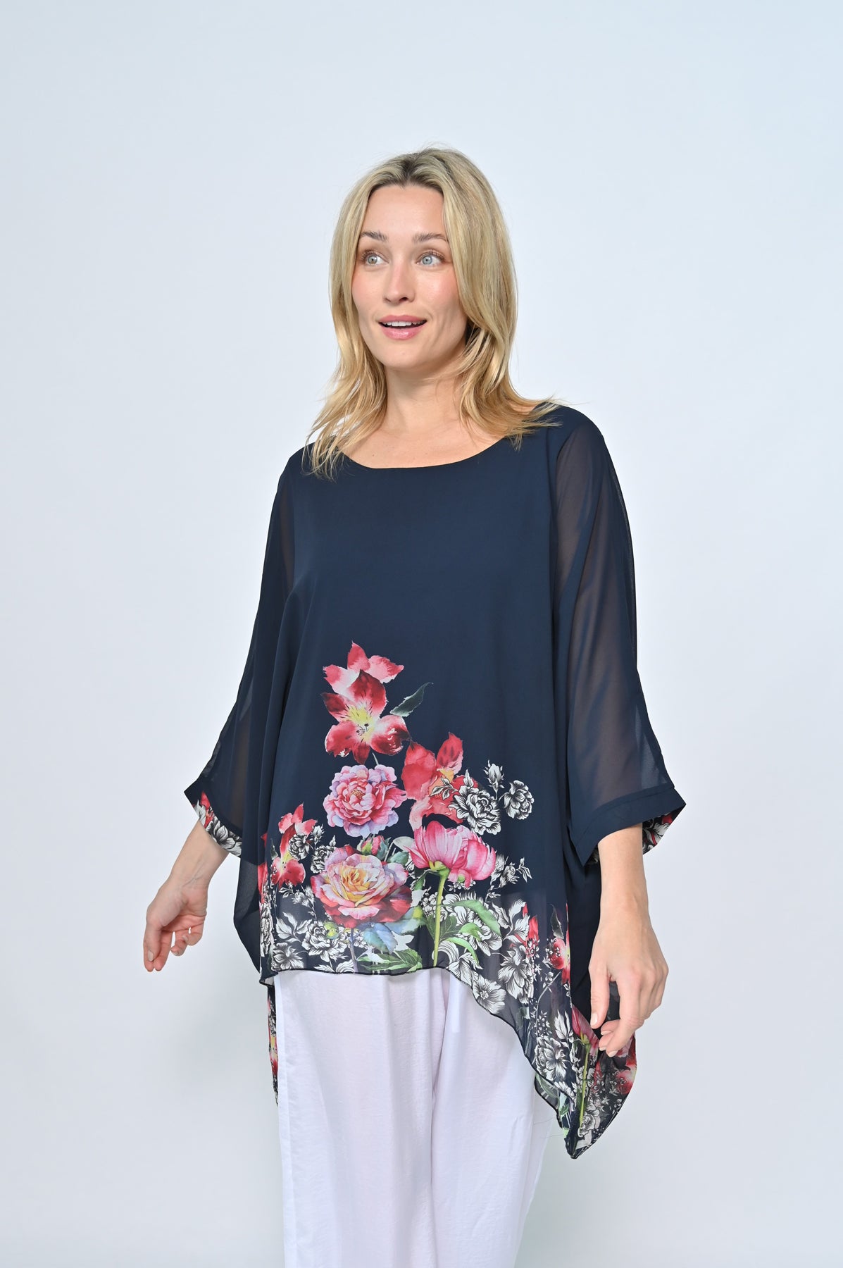 Big Floral Top | Navy