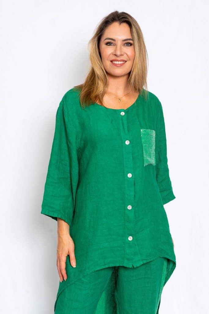 Flynn Linen Shirt | Emerald