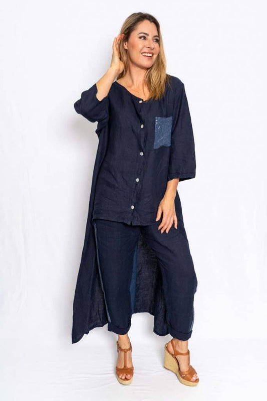 Flynn Linen Shirt | Navy