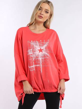 Starburst Cotton Sweater | Coral