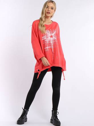Starburst Cotton Sweater | Coral