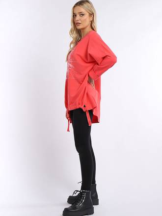 Starburst Cotton Sweater | Coral