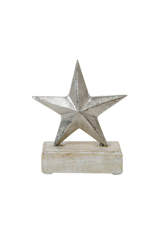 Aluminium Star w/Wood Base SML