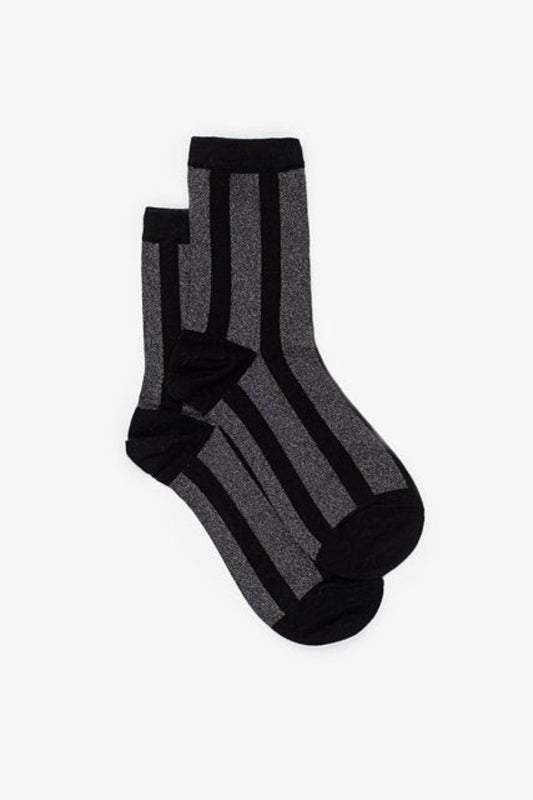 Lurex Stripe Sock | Black