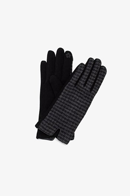 Houndstooth Gloves | Black & Charcoal