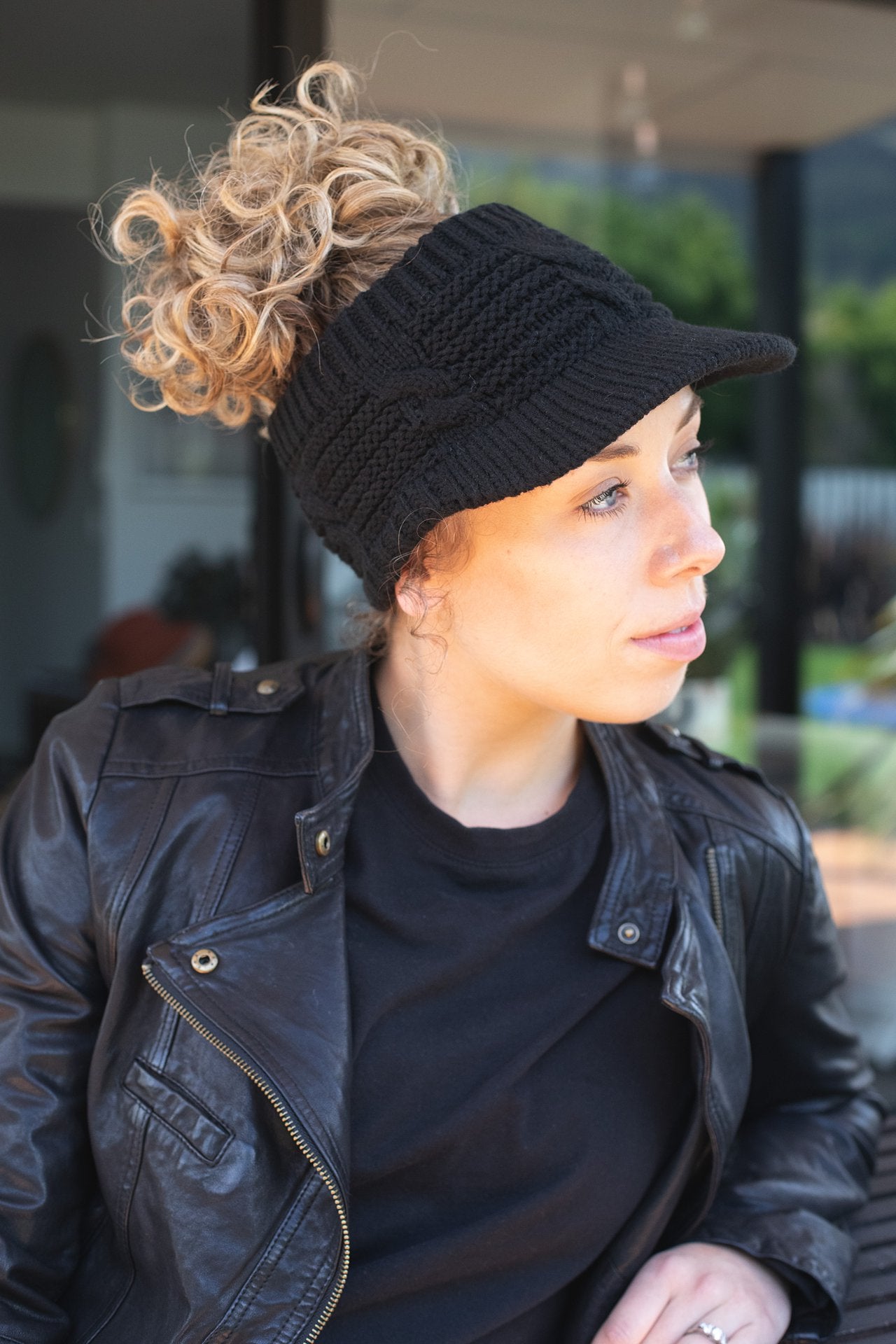 Knit Ear Warmer Visor | Black