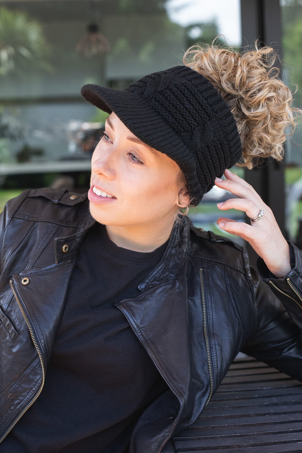 Knit Ear Warmer Visor | Black
