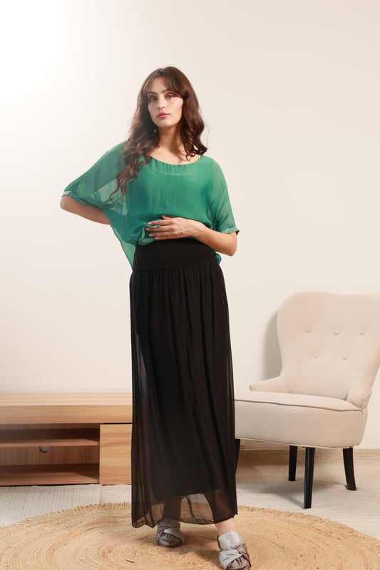 Italian Silk Skirt | Black