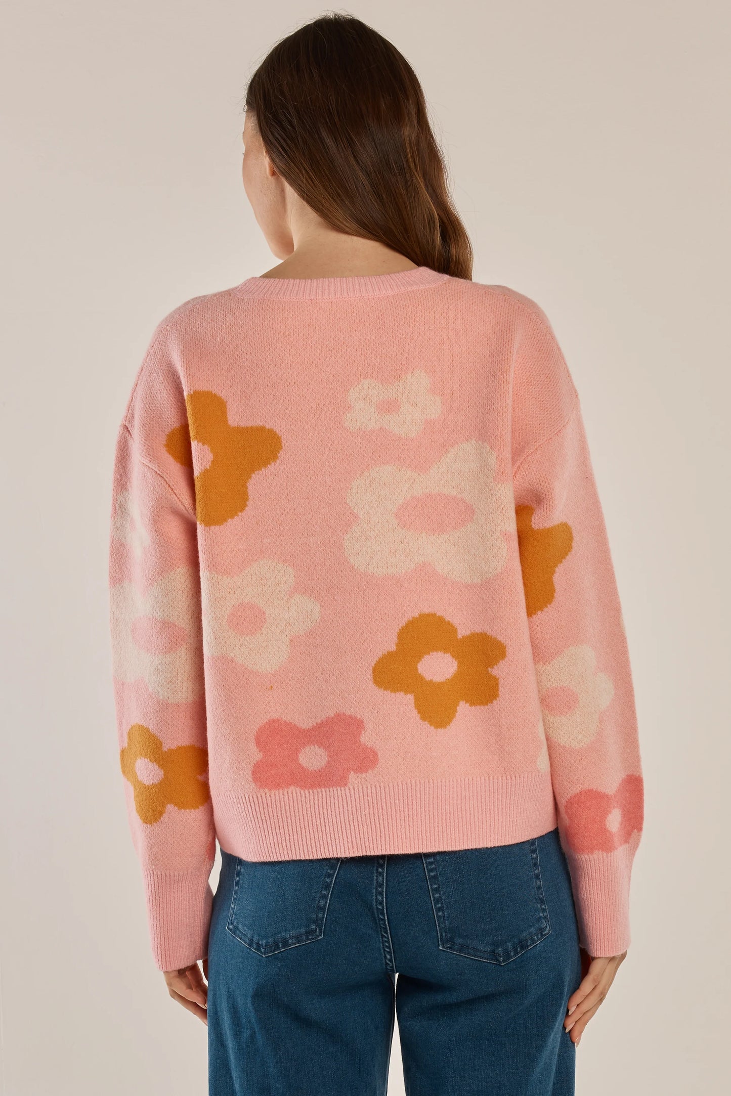 Leonie Knit Sweater - Jacquard Flowers