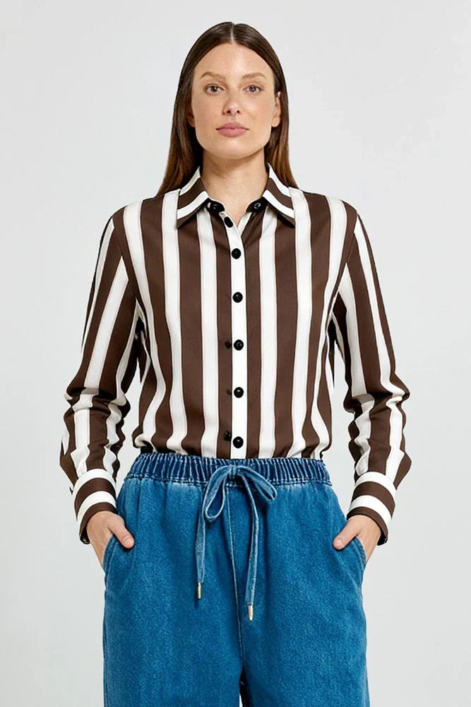 Coco Stripe Shirt - Choc Pink Stripe