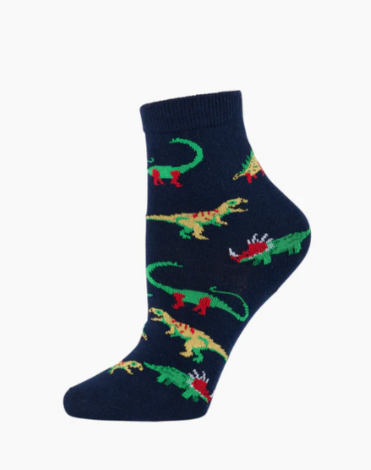 KIDS DINOSAUR BAMBOO SOCKS - NAVY / Small 4-6
