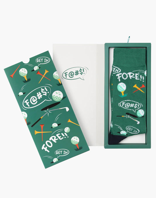 MENS GOLF FORE BAMBOO SOCK CARD - GREEN / R7-11