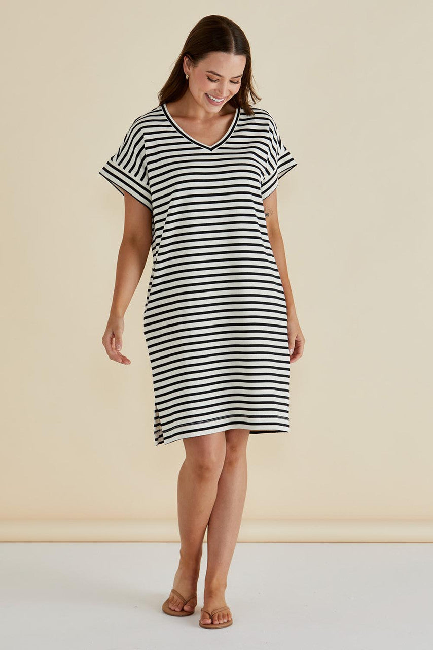 Elise V Neck Cotton Rib Dress