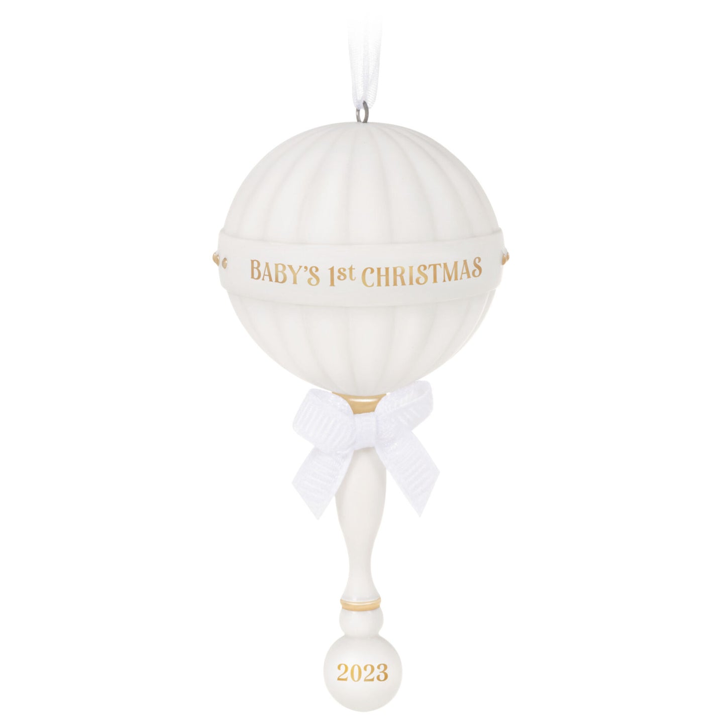 Hallmark Keepsake Baby's First Christmas Rattle 2023 Porcelain Ornament