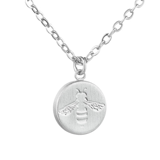 Round Busy Bee Necklace | Silver