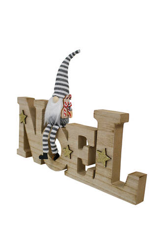 NOEL Wooden Sign w/Gonk Santa