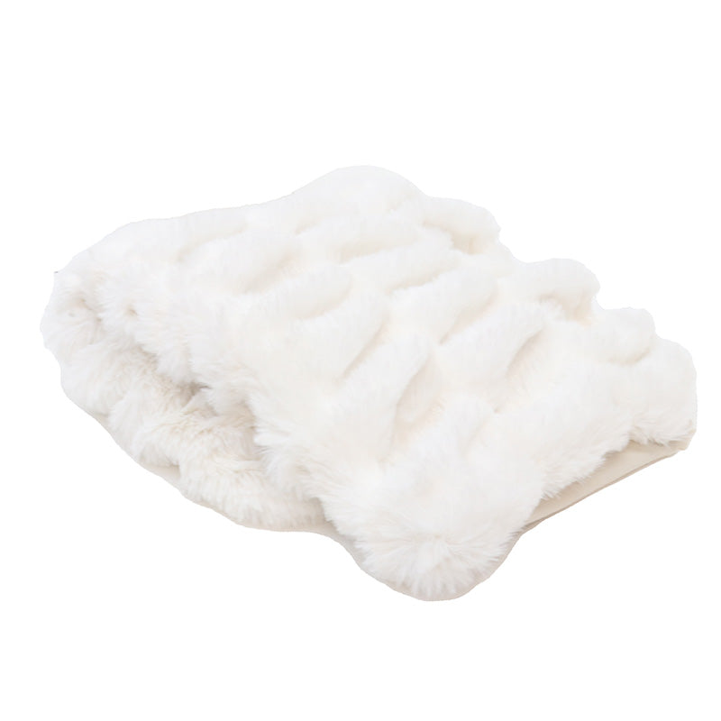 Faux Fur Ribbed Throw | White