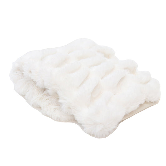 Faux Fur Ribbed Throw | White