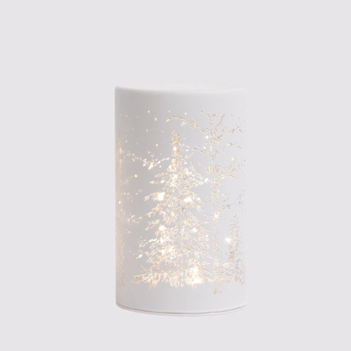 Forest Scape Noel Lantern in White