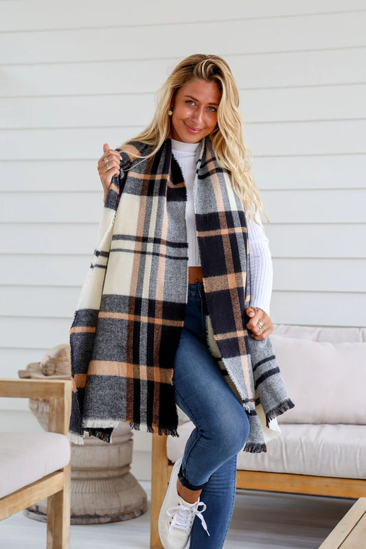 Winter Check Wrap Scarf