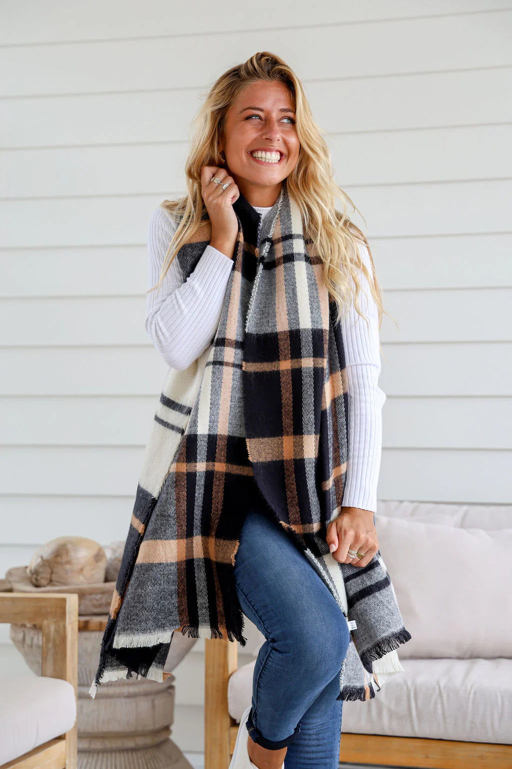 Winter Check Wrap Scarf
