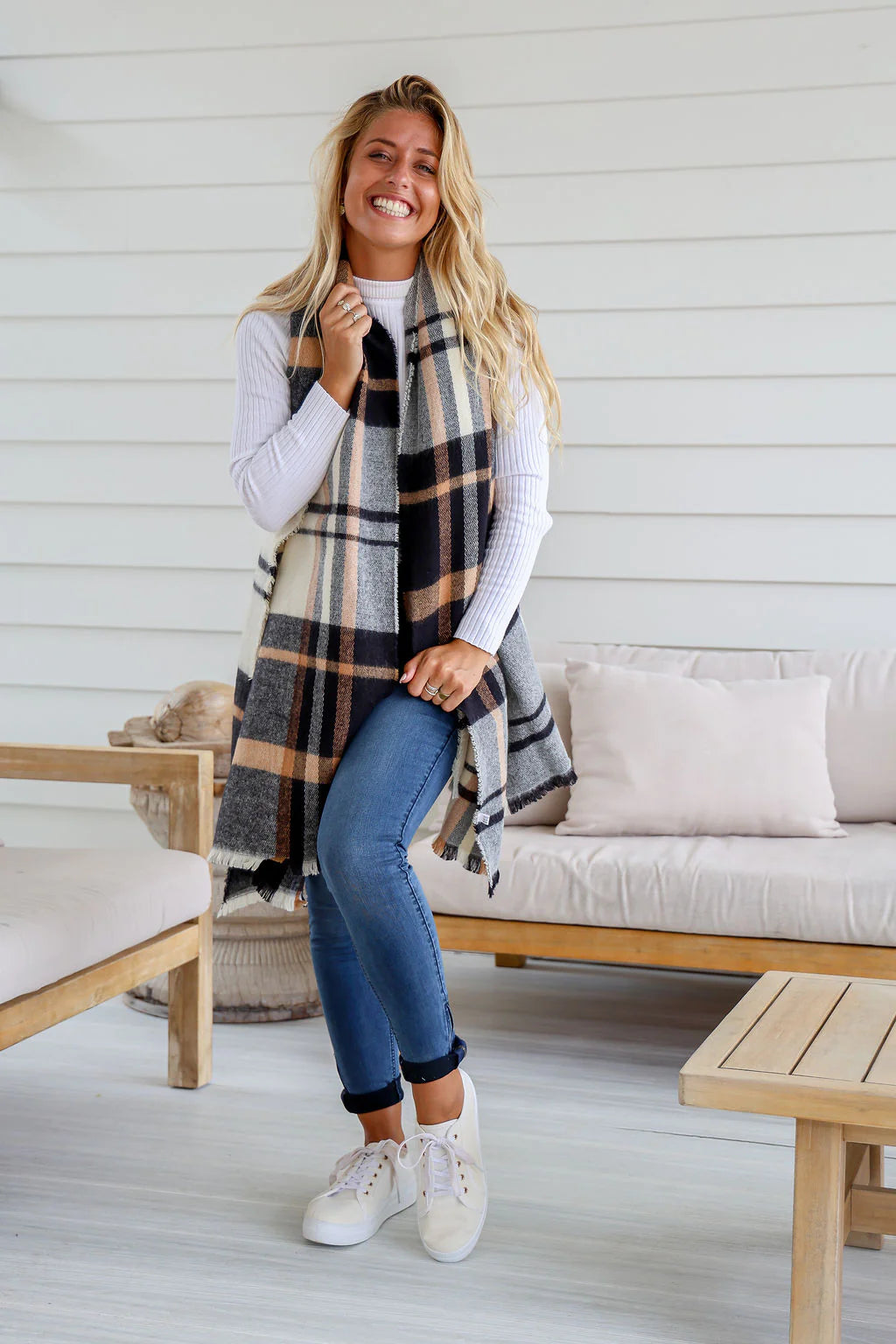 Winter Check Wrap Scarf