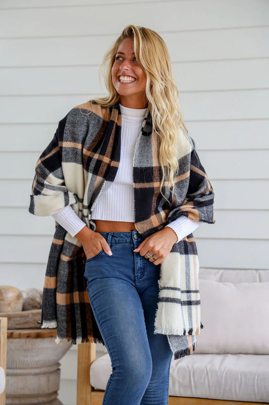 Winter Check Wrap Scarf