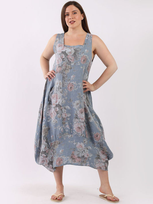 Gabriella Floral Linen Dress | Denim
