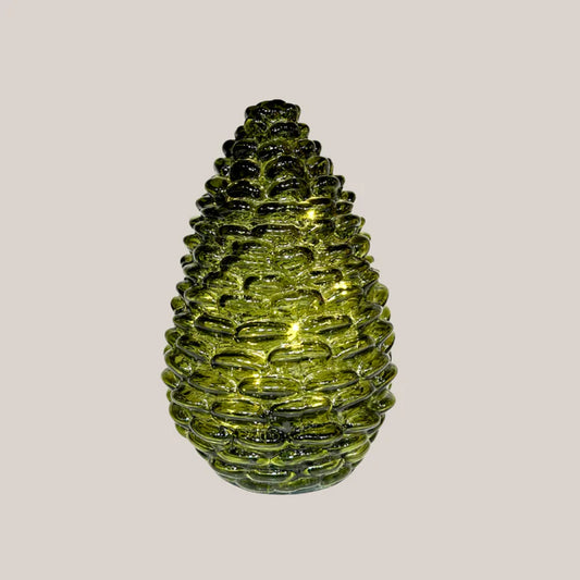 Glass Pinecones with Lights - 15cm
