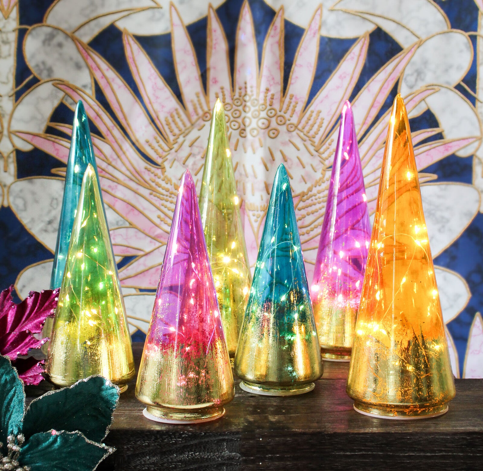 Glass Led Tree Set Glass Tree Jewel Led Lrg