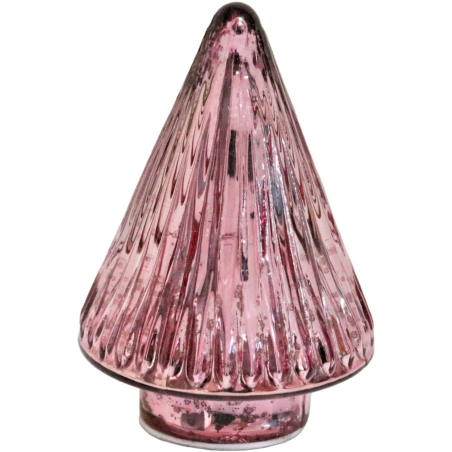 Glass Xmas Tree Glossy Rose Sml Led