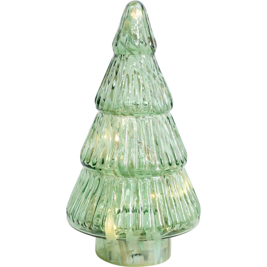 Glass Xmas Tree Laurel Med Led