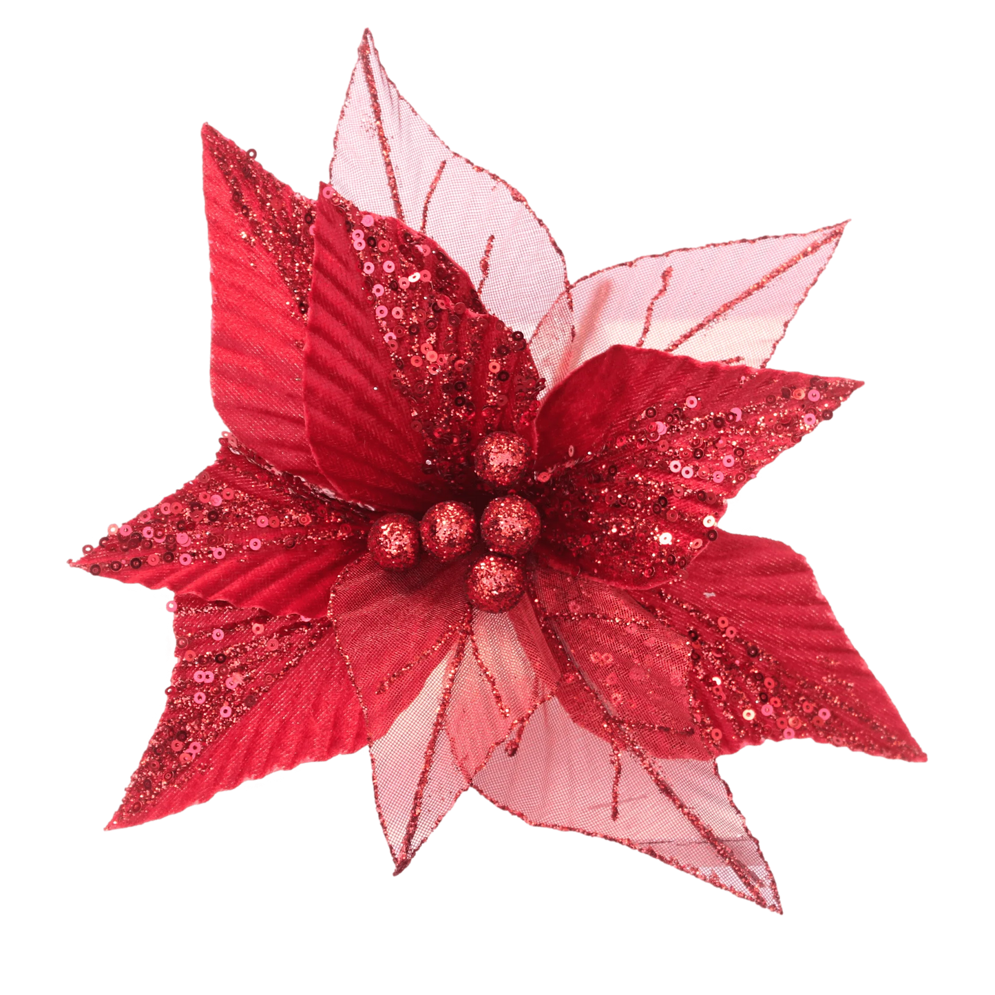 Poinsettia with Red Mesh