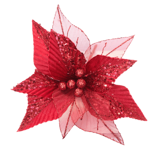 Poinsettia with Red Mesh