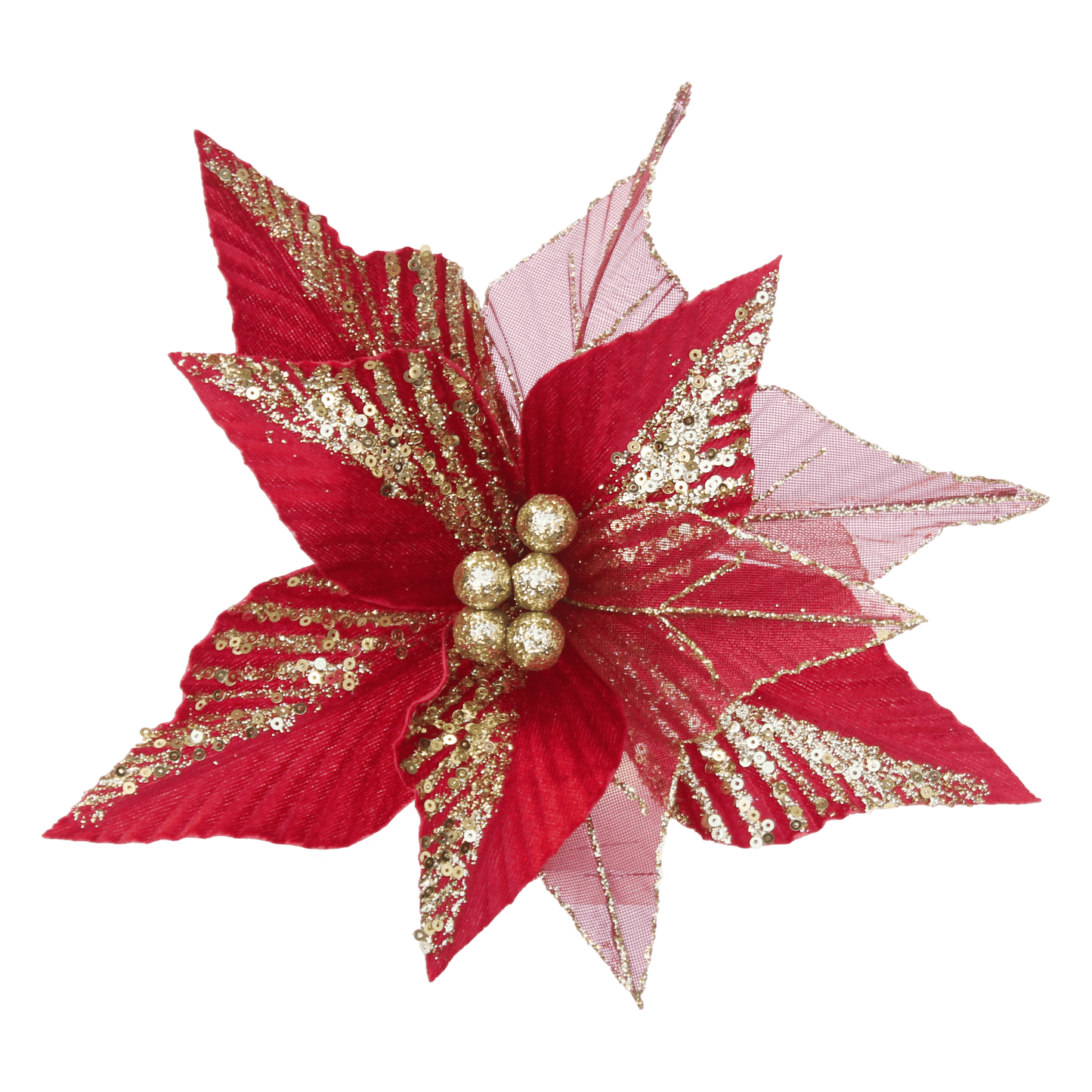 Red/Gold Poinsettia with Mesh