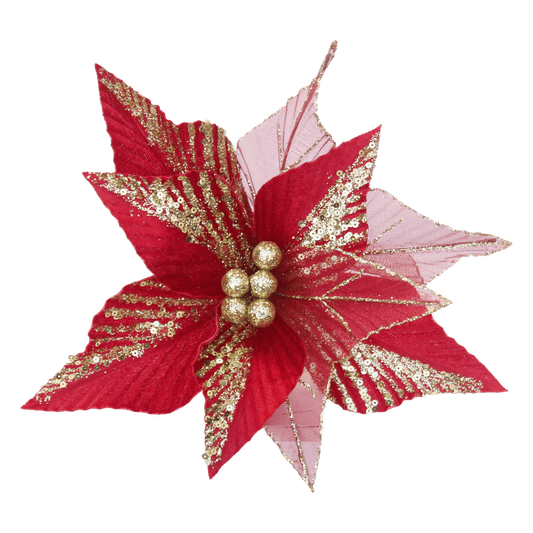 Red/Gold Poinsettia with Mesh