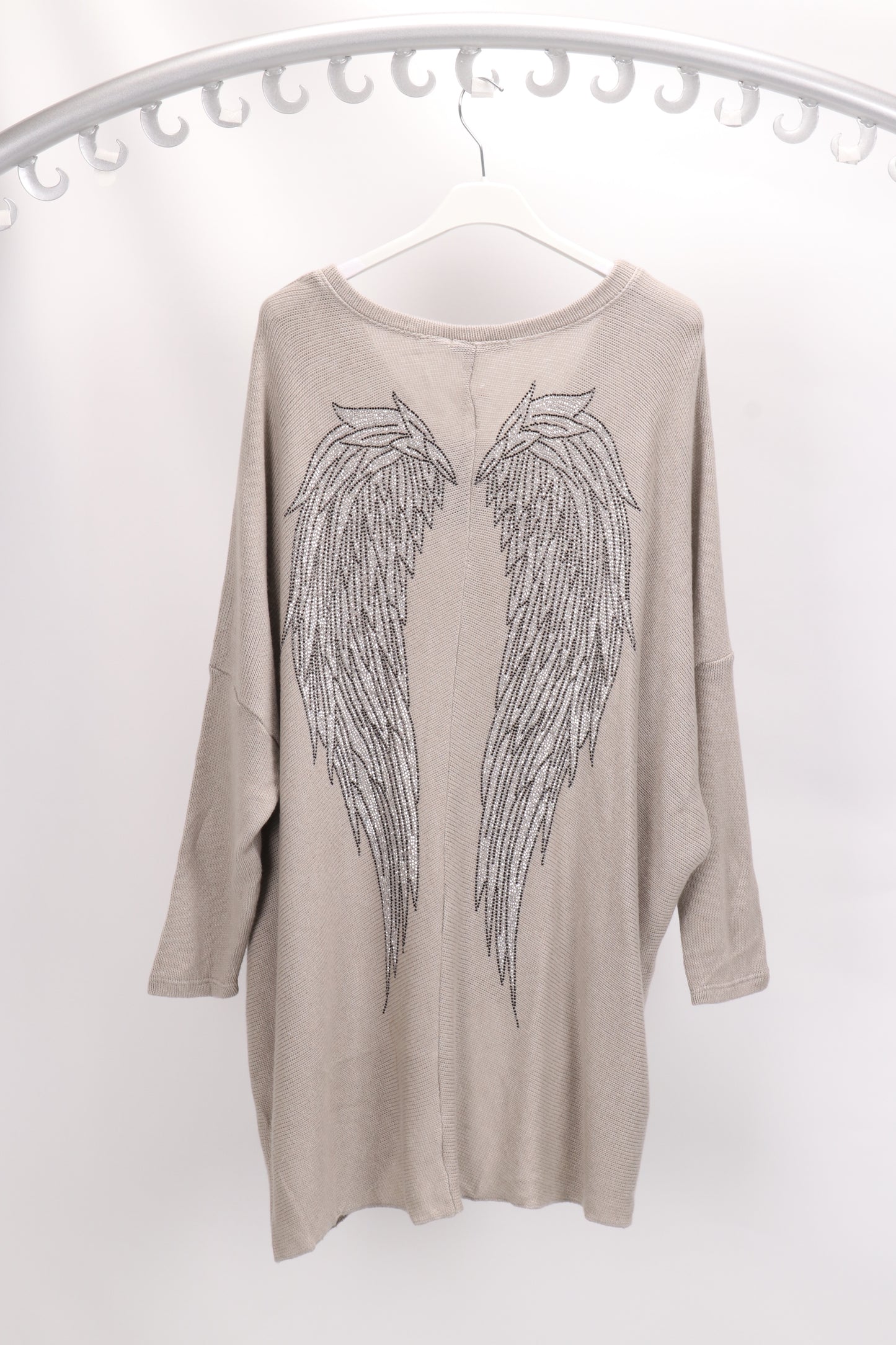 Raw Edged Embellished Angel Wing Knit