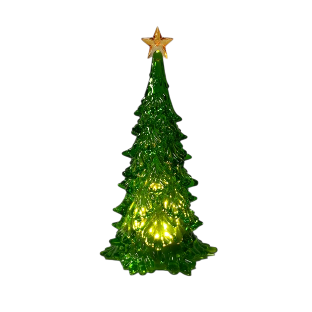 Acrylic Green Christmas Tree with Warm White LED 10inch