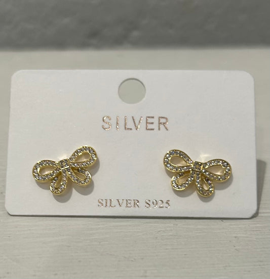 Barb CZ Earrings 925 S Gold