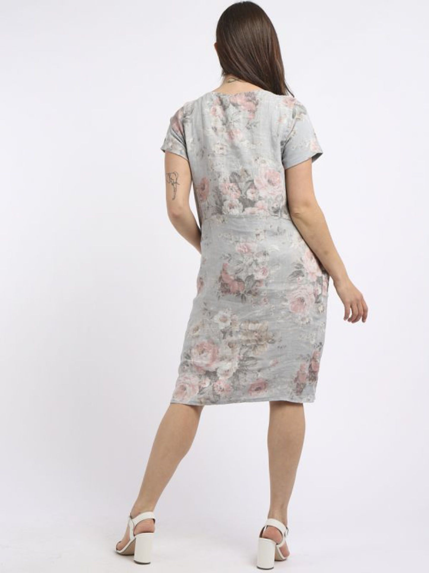 Fleur Linen Dress | Grey