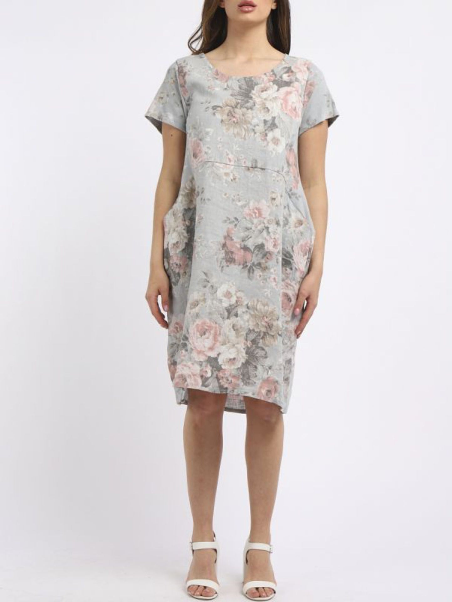 Fleur Linen Dress | Grey