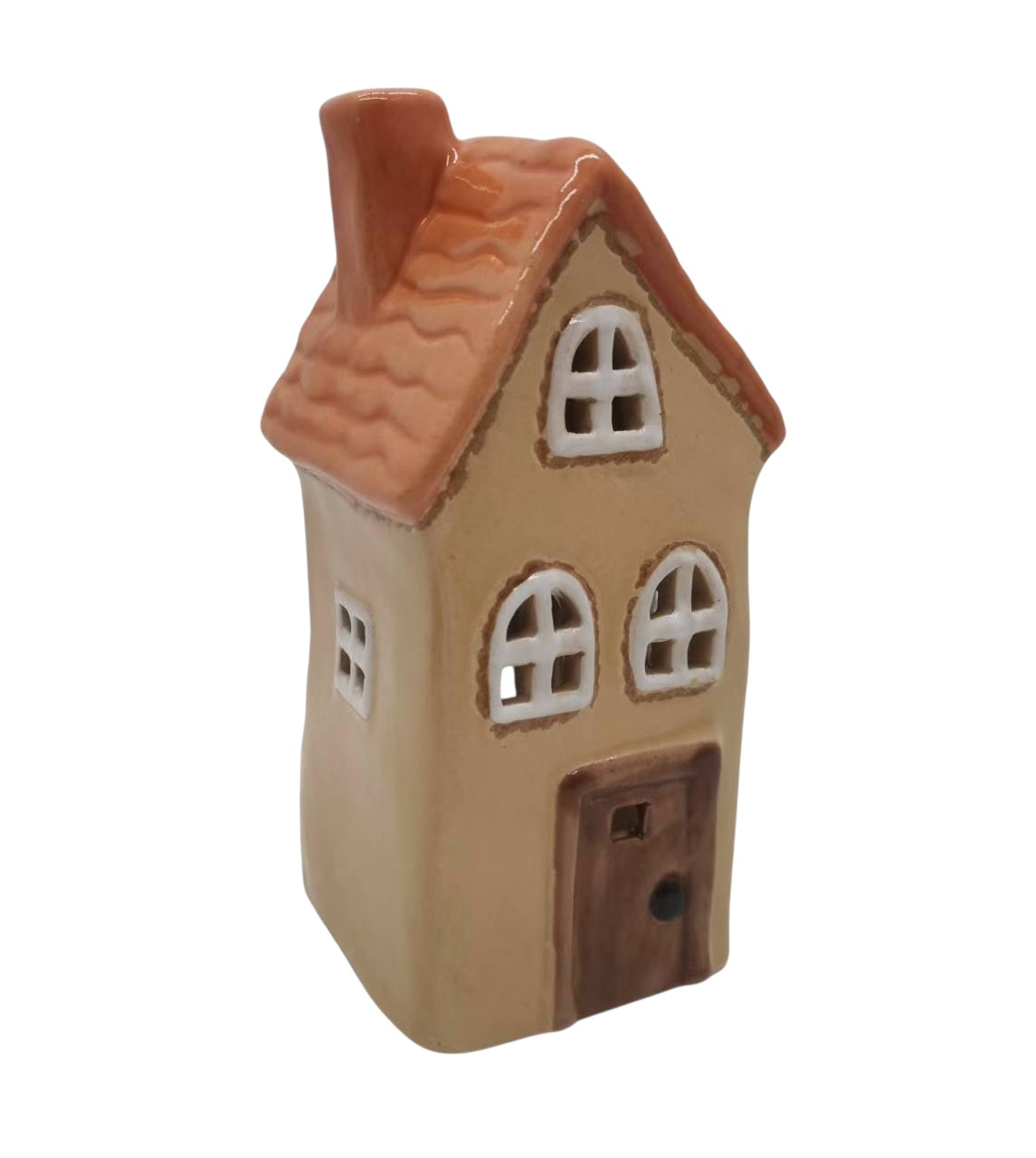 Ceramic Tan & Brown Roof Tealight House
