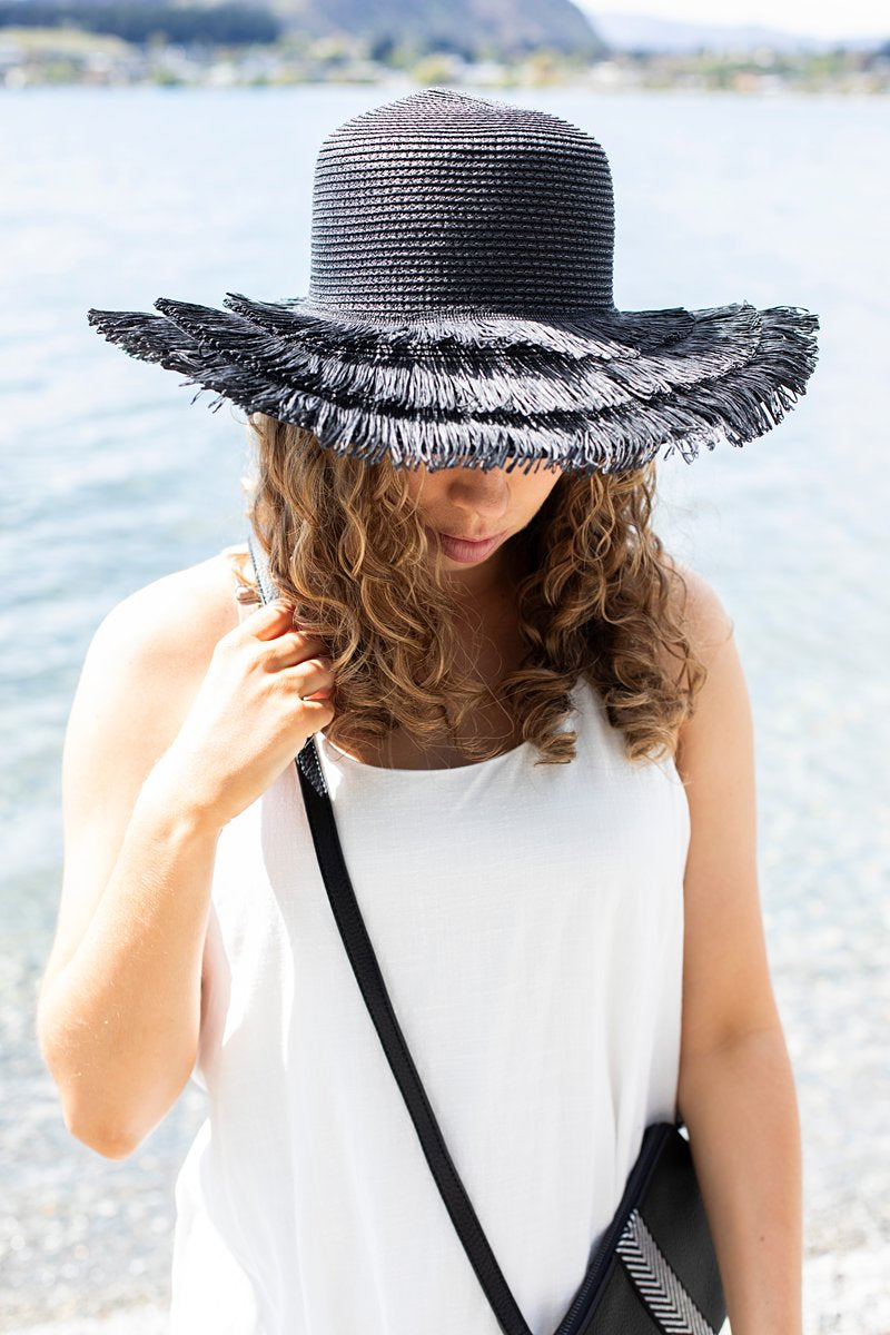 Black Layered Sunhat