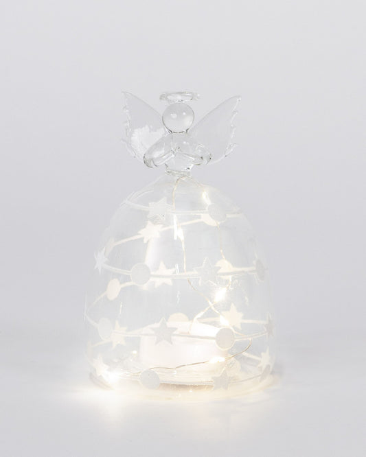 Clear Glass Angel with White Stars and Dots