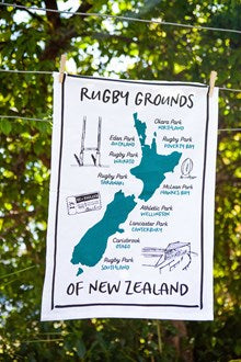 NZ Rugby Grounds Tea Towel
