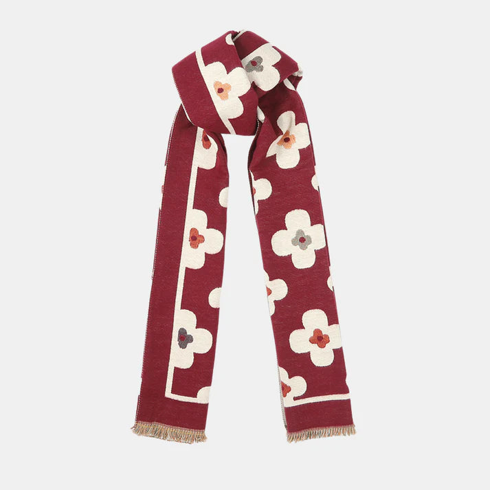 Floral Double Sided Scarf - Maroon