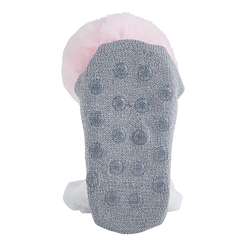 Pompom Socks - Silver+Blush Fur